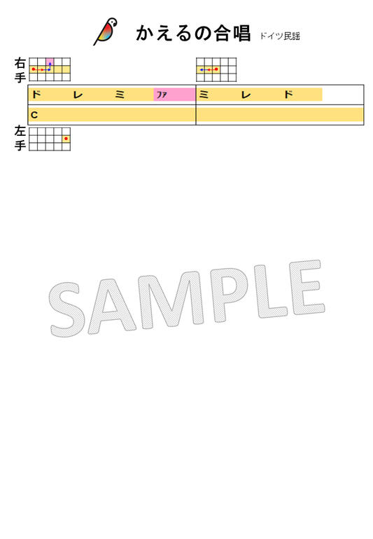 【音名図形譜PDF】かえるの合唱